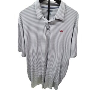 Champion Arkansas Razorbacks Polo Shirt Mens XL‎ Gray Stripe Athletic Golf